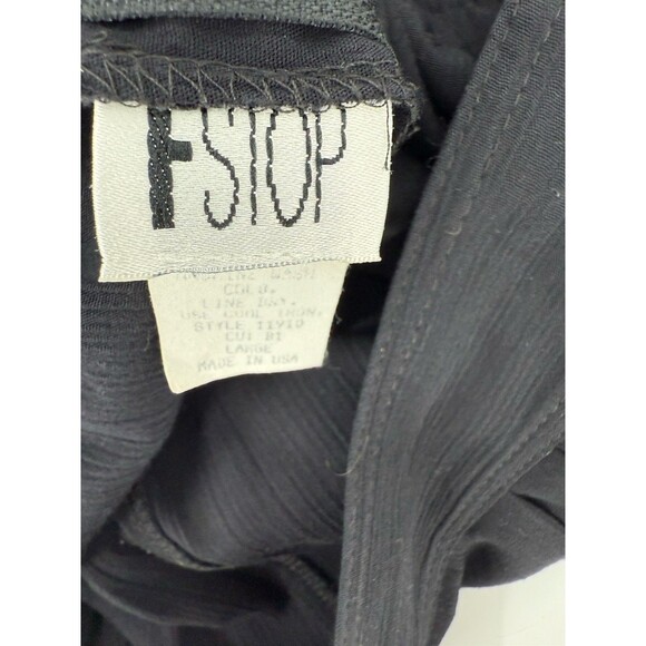 Vintage F Stop Black 2 Piece Outfit V Neck Short Sleeve Top Cropped Pants LARGE - Picture 11 of 14